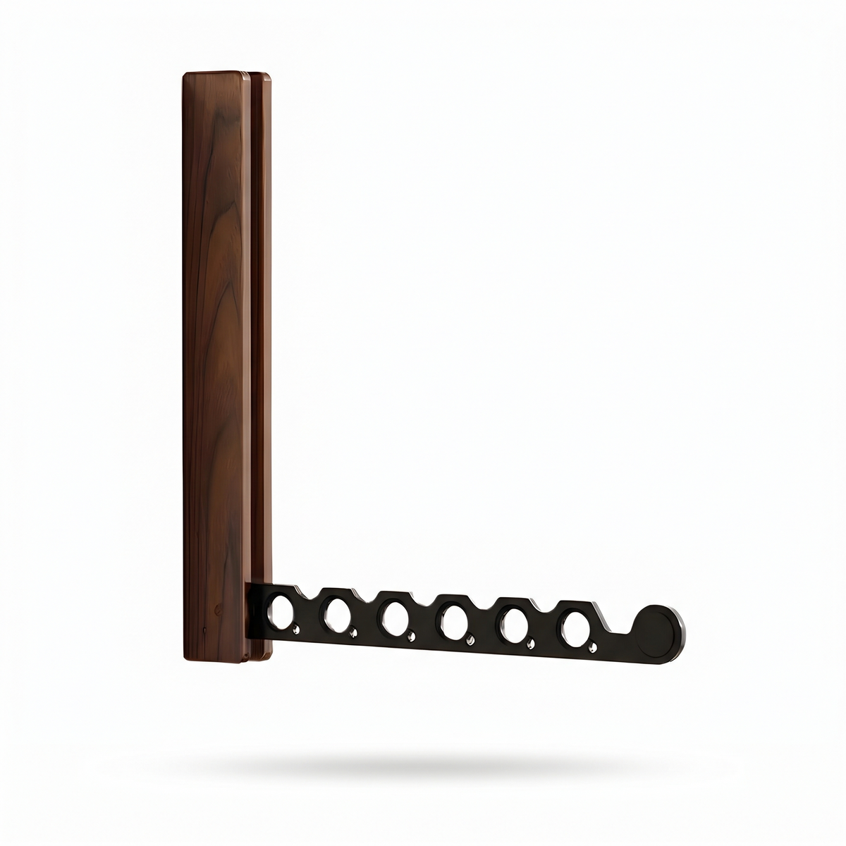 Kolding fold out wall hanger in walnut and black on white