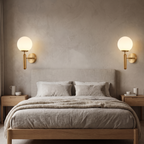 Coburg Opal Glass Globe Wall Light on Metal Column in a room