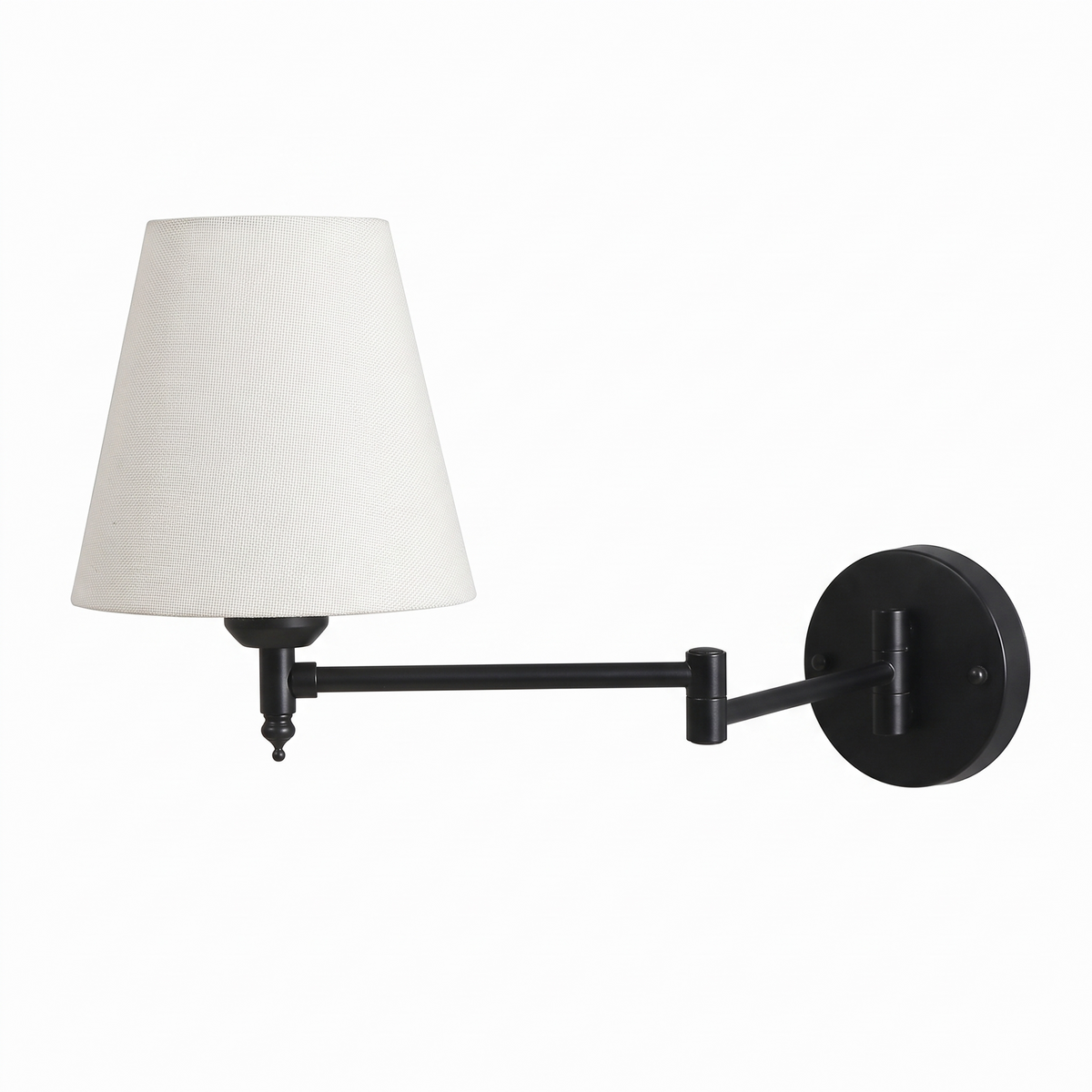 Bamberg Swing Arm Wall Lamp, Extendable, Fabric Shade, Black