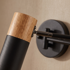 Horsens Swing Arm Wall Reading Light, Wood Cap, LED, detail