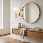 Coburg Opal Glass Globe Wall Light on Metal Column in a room