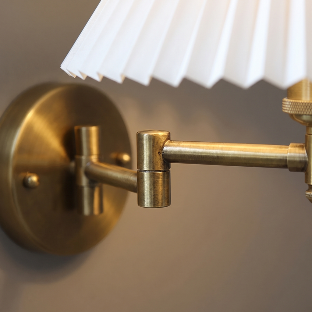 Bamberg Swing Arm Wall Lamp, Extendable, Fabric Shade, detail