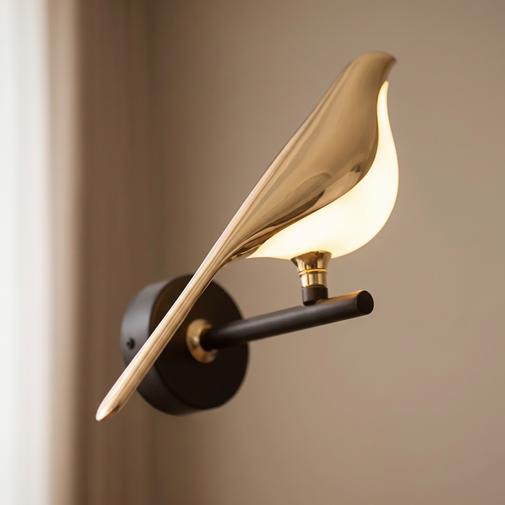 Tromso Magpie Bird Wall Light, LED, detail
