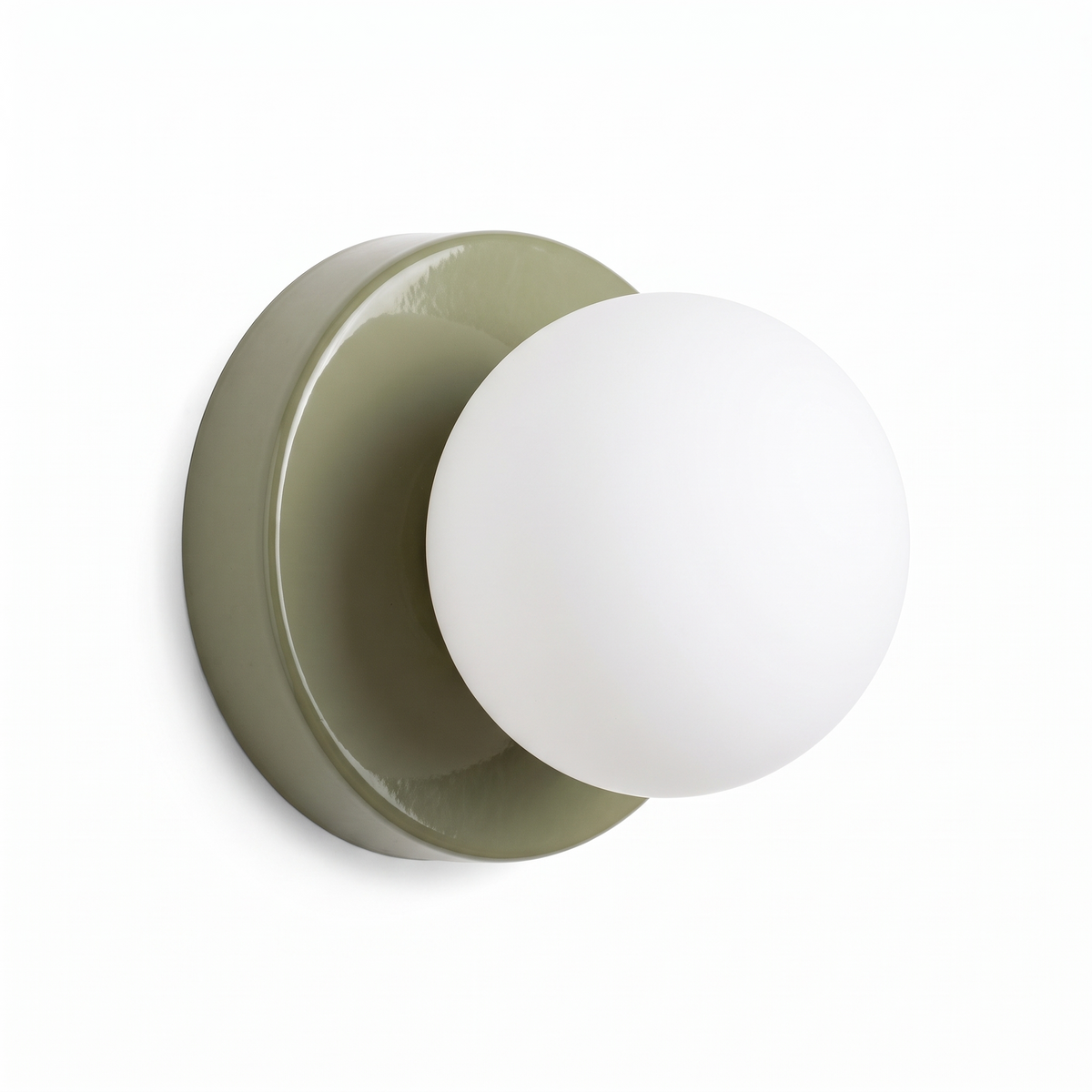 Eksjo Macaron Glass Globe Wall Light, Coloured Disc, Sage