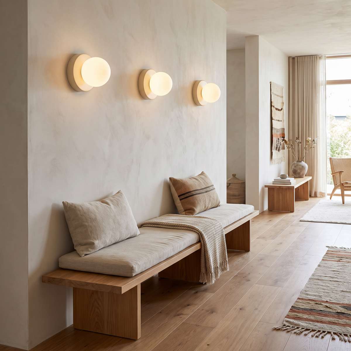 Eksjo Macaron Glass Globe Wall Light, Coloured Disc in a room