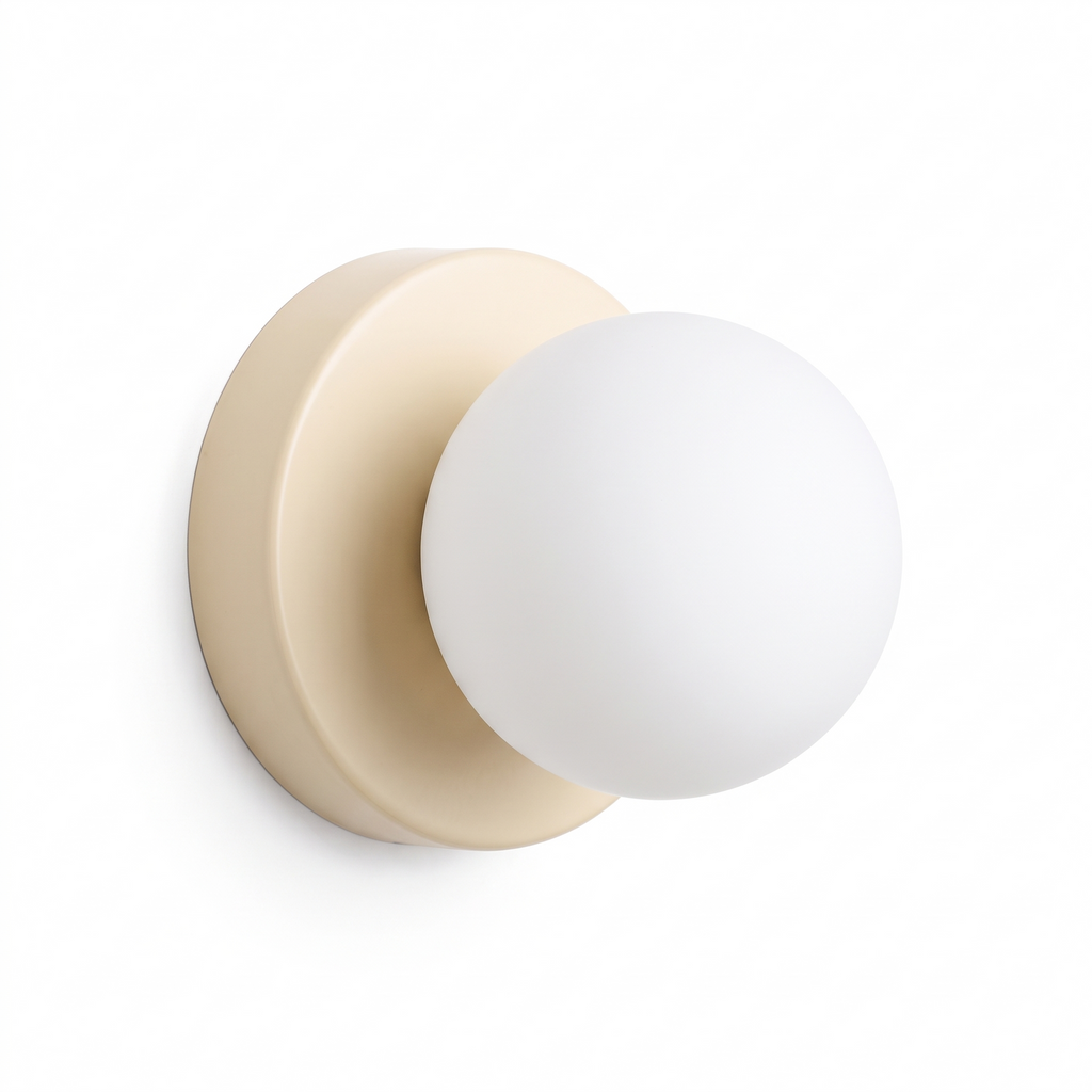 Eksjo Macaron Glass Globe Wall Light, Coloured Disc, Cream