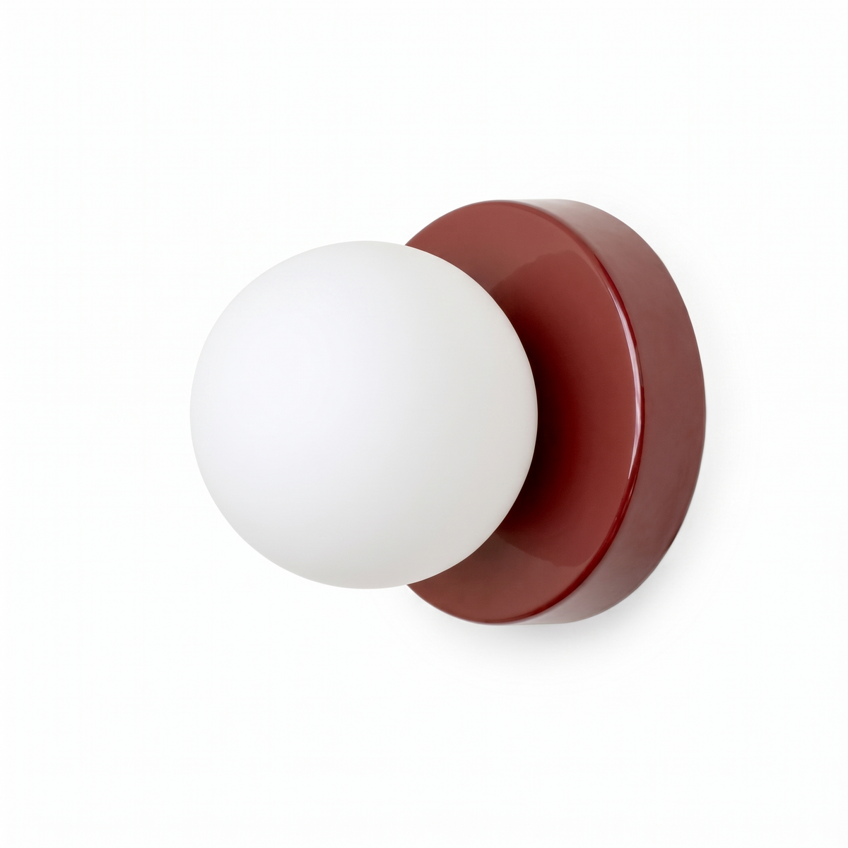 Eksjo Macaron Glass Globe Wall Light, Coloured Disc, Burgundy