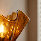 Meissen Ruffled Glass Wall Light, Fan Shape, detail