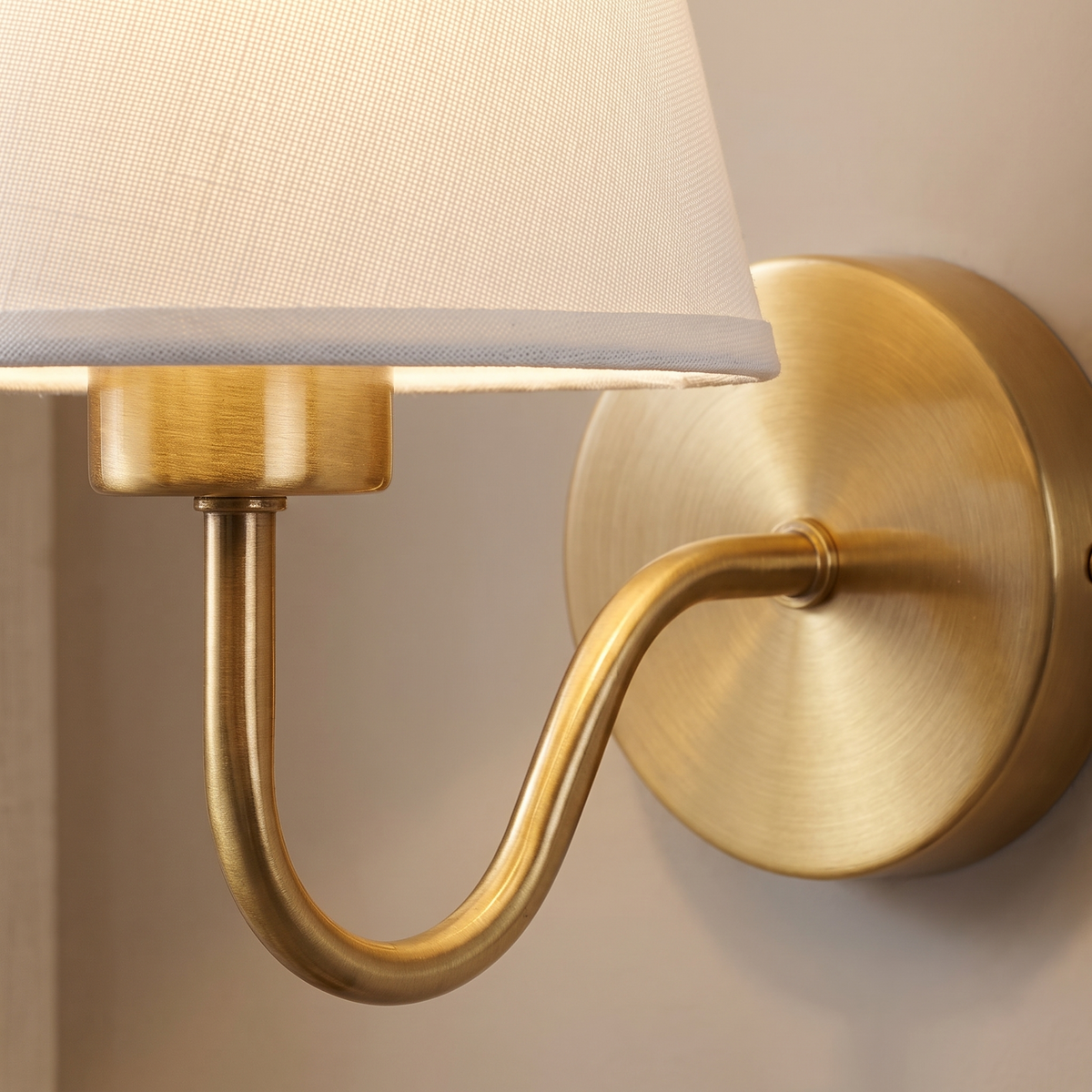 Gotha Curved Arm Wall Sconce, Fabric Shade, Single or Pair, detail