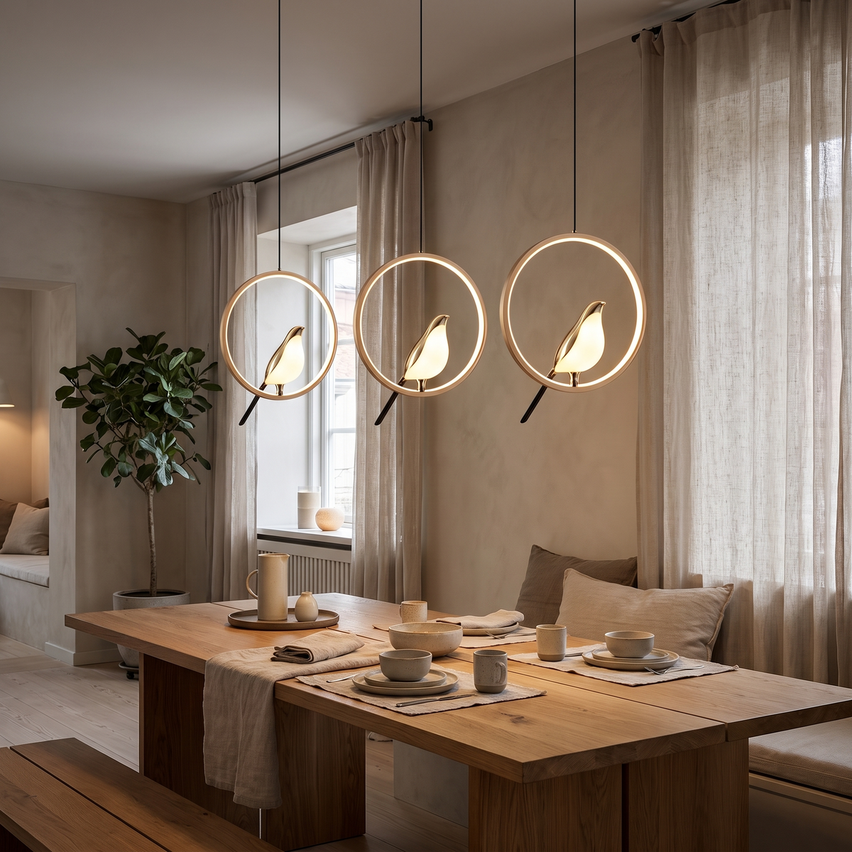 Bodo Magpie Ring Pendant Light, LED in a room