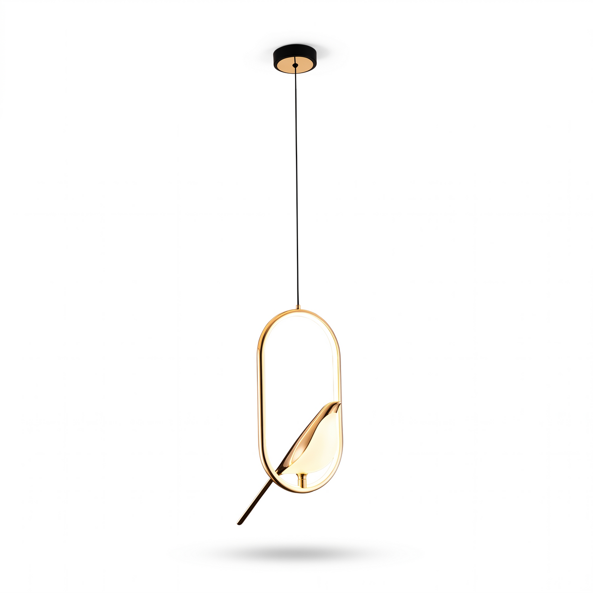Bodo Magpie Ring Pendant Light, LED, Oval, Gold