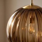 Svendborg Coloured Glass Globe Pendant Light, Ribbed, detail