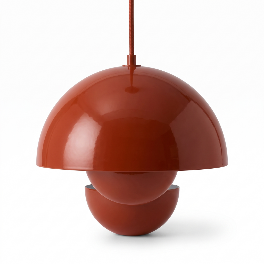 Ronne Bud Dome Pendant Light, Glossy Metal, 23cm, Rust Red