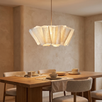 Luneburg Pleated Linen Look Pendant Light, Fabric Shade in a room