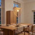 Alesund Sculptural Wood Strip Pendant Light, LED in a room