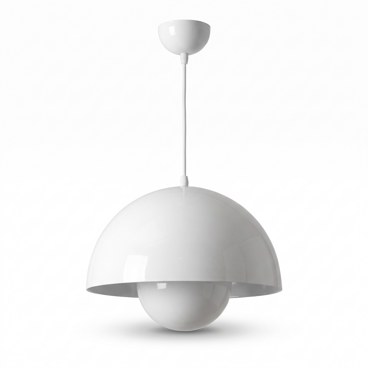 Ronne Bud Dome Pendant Light, Glossy Metal, 23cm, White
