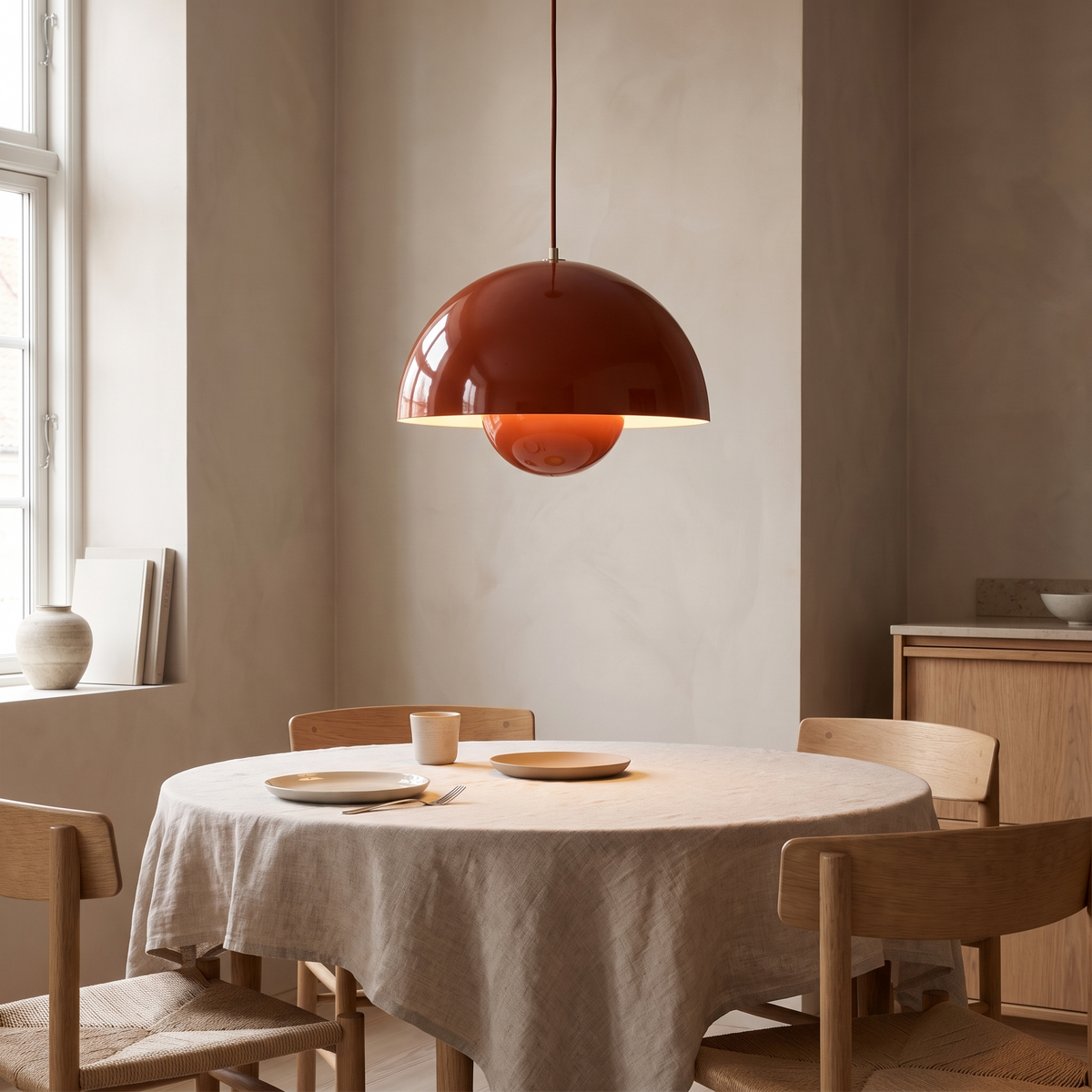 Ronne Bud Dome Pendant Light, Glossy Metal, 23cm in a room