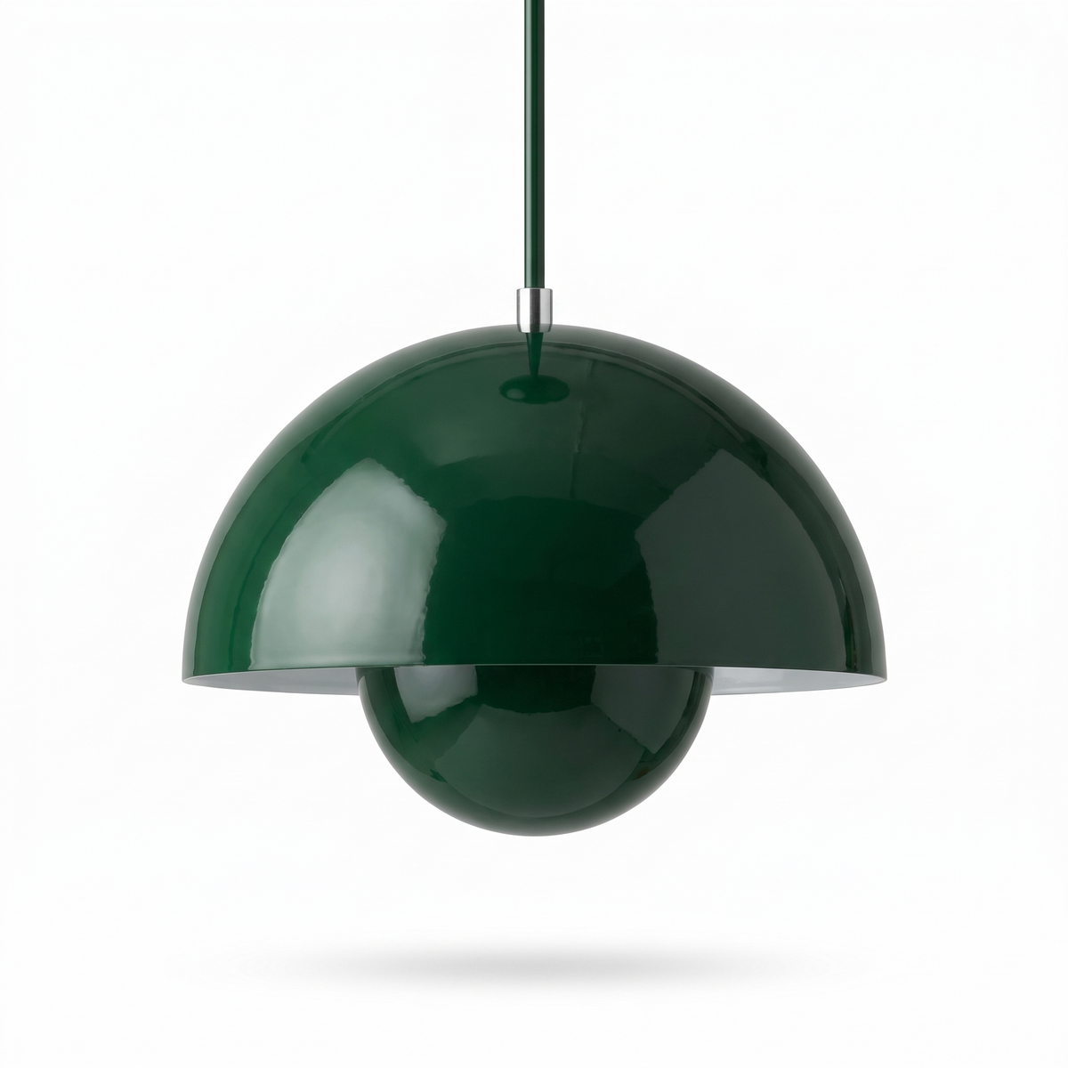 Ronne Bud Dome Pendant Light, Glossy Metal, 23cm, Forest Green