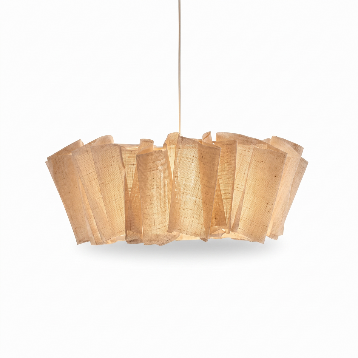 Luneburg Pleated Linen Look Pendant Light, Fabric Shade, Natural