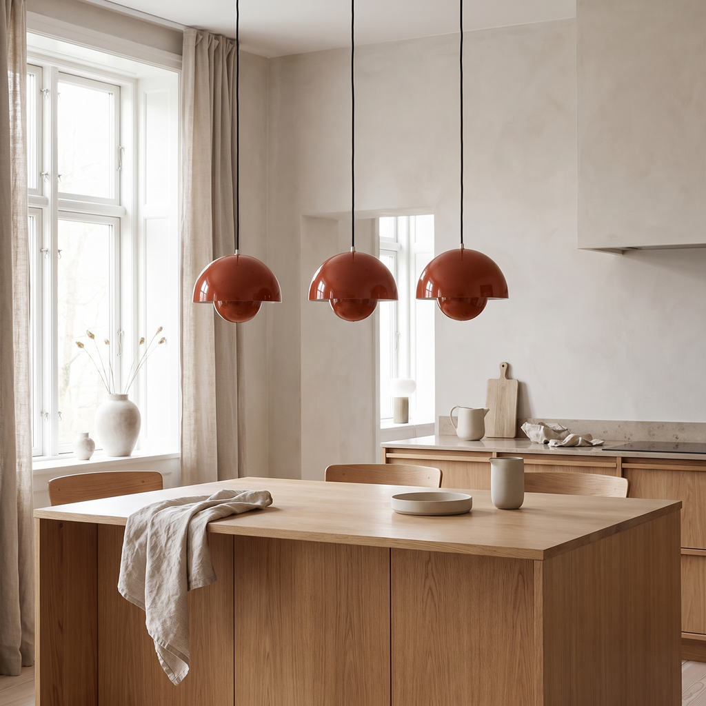 Ronne Bud Dome Pendant Light, Glossy Metal, 23cm in a room