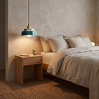 Kempten Hand Painted Ceramic Pendant Light, Brass Holder in a room