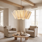Luneburg Pleated Linen Look Pendant Light, Fabric Shade in a room