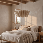 Luneburg Pleated Linen Look Pendant Light, Fabric Shade in a room