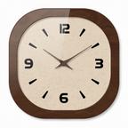 Vaxjo Retro Rounded Square Wall Clock, Walnut Effect, Silent, Walnut Effect