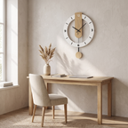 Landshut Pendulum Wall Clock, Open Dial, Wood Grain Effect in a room