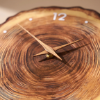 Kiruna Tree Ring Wall Clock, Wooden Hands, Silent, detail