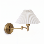 Bamberg Swing Arm Wall Lamp, Extendable, Fabric Shade, Brass