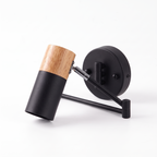Horsens Swing Arm Wall Reading Light, Wood Cap, LED, Black