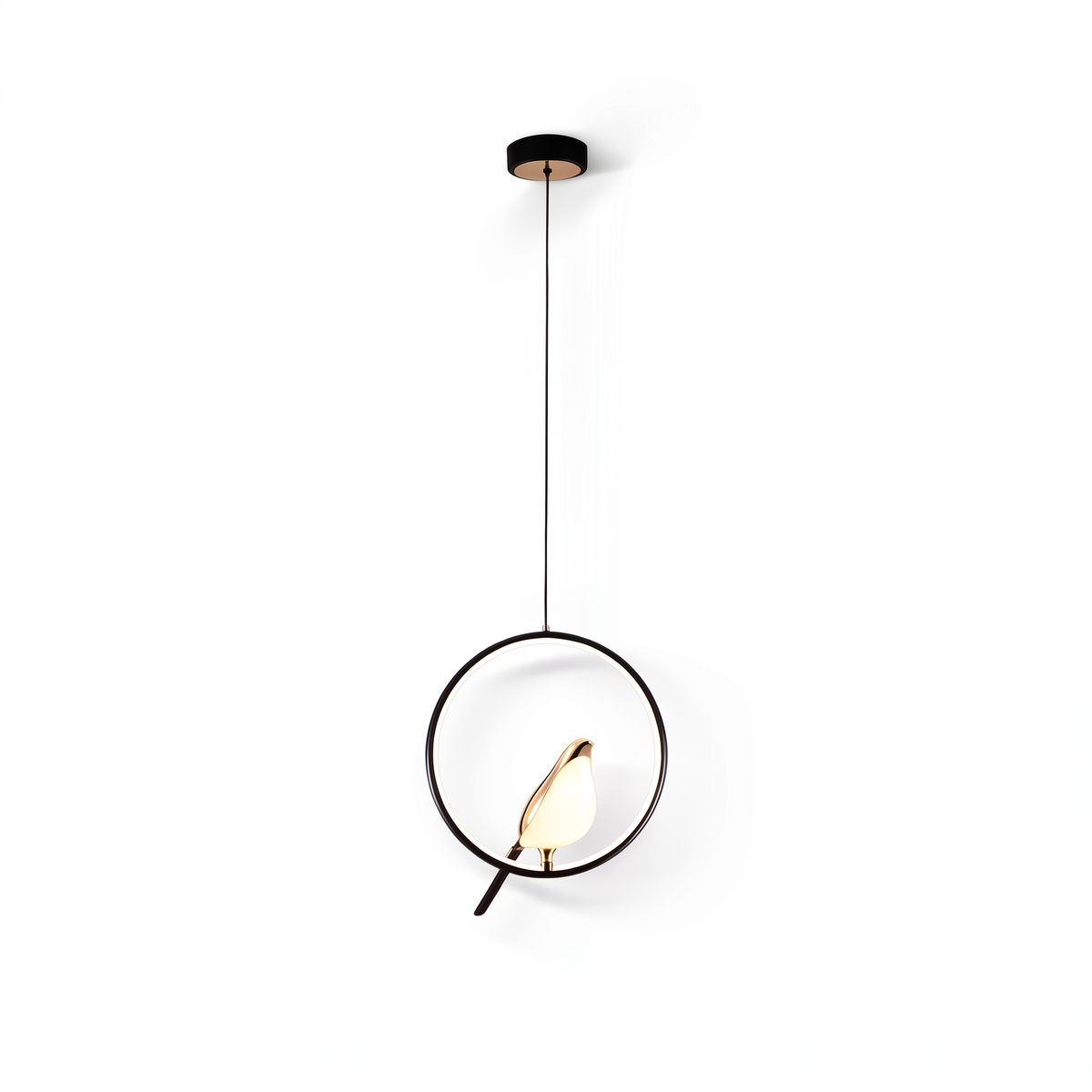 Bodo Magpie Ring Pendant Light, LED, Ring, Black