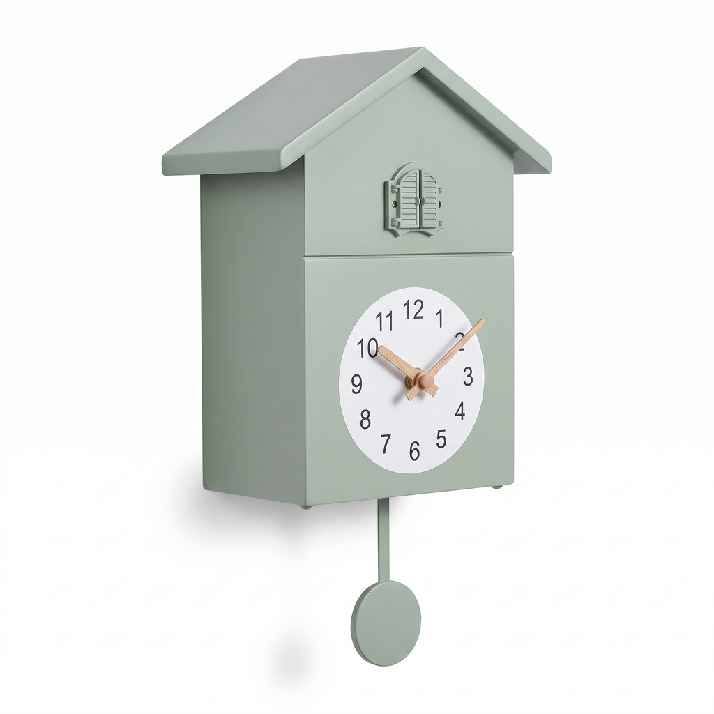 Flensburg Modern Cuckoo Clock with Pendulum, Sage
