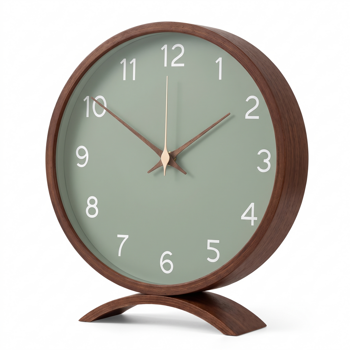 Freiburg Wooden Mantel Clock, Walnut, Sage Dial on white