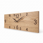 Wismar Rectangular Plank Wall Clock, Light Oak Tone on white