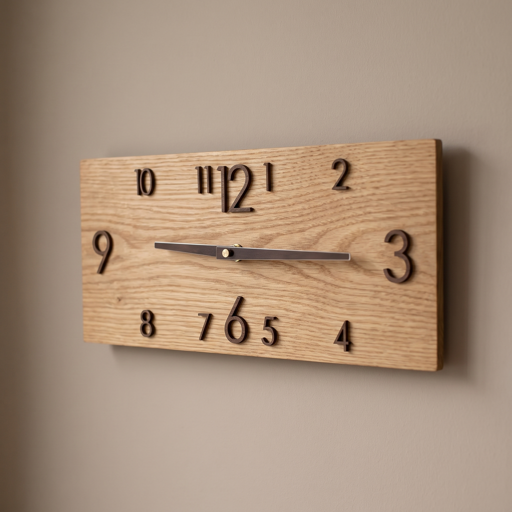 Wismar Rectangular Plank Wall Clock close up detail