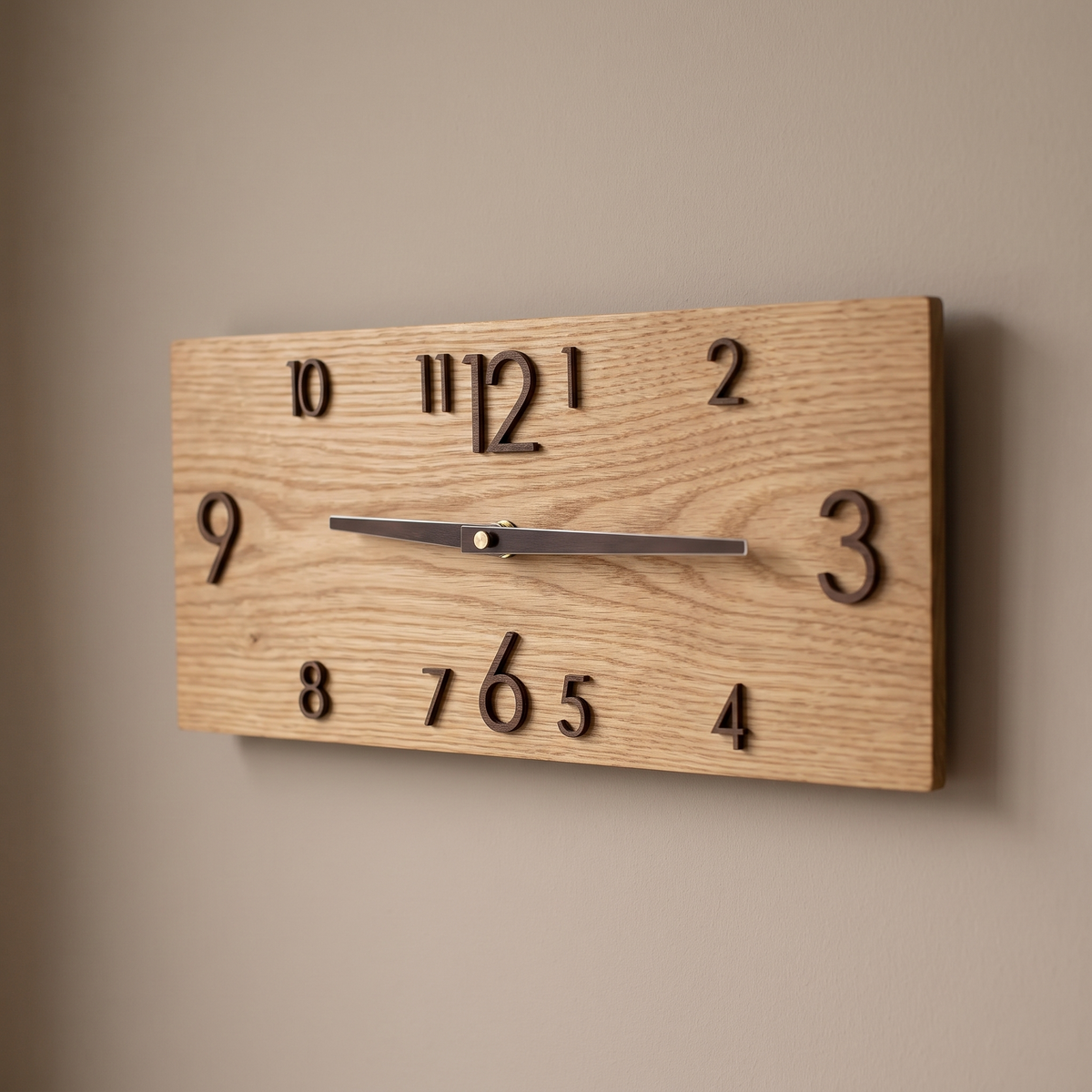 Wismar Rectangular Plank Wall Clock close up detail