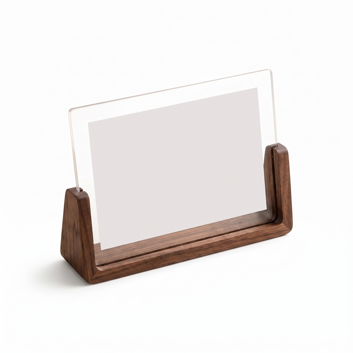 Halden Wooden U Photo Frame, Walnut on white