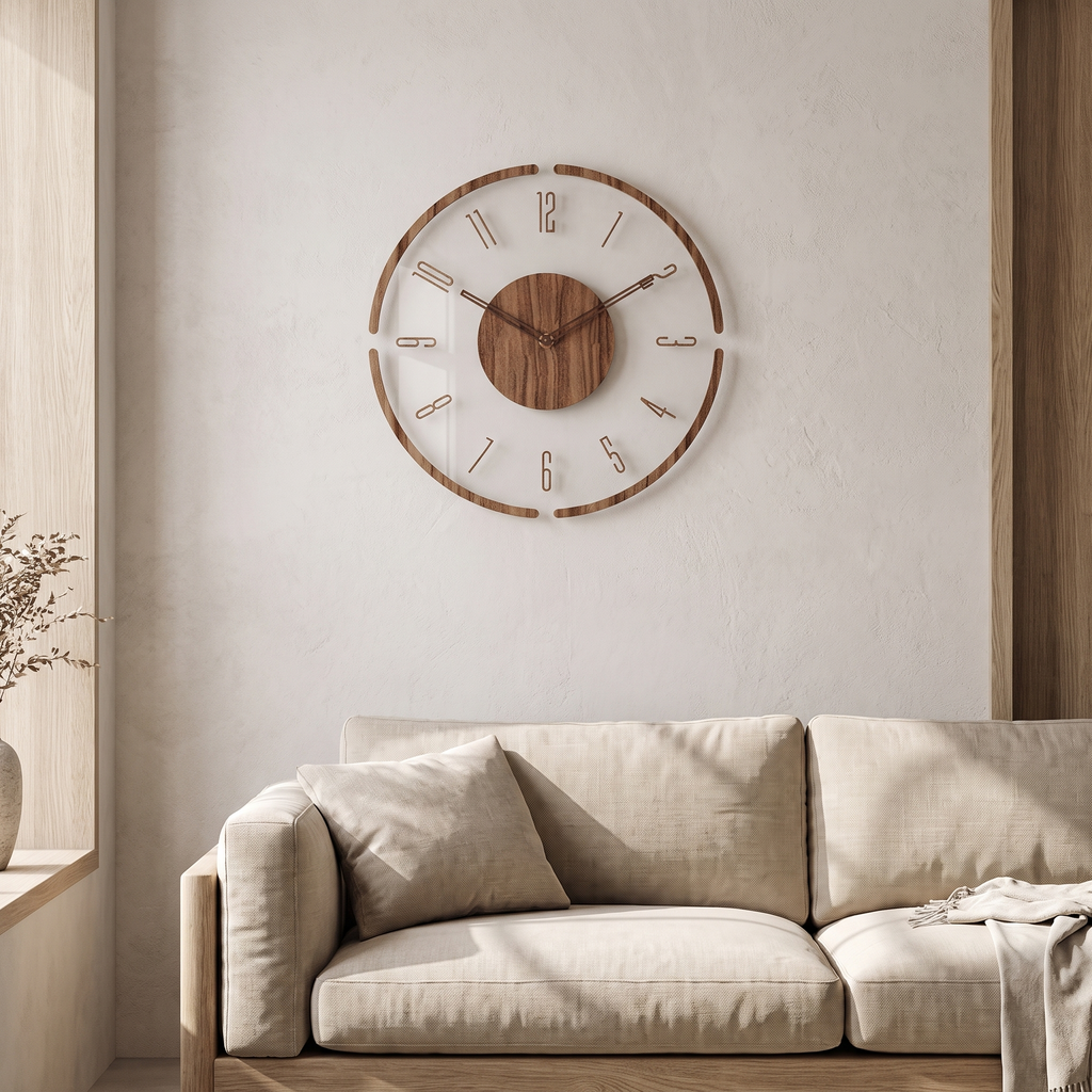 Tonsberg Clear Acrylic Wall Clock in a room