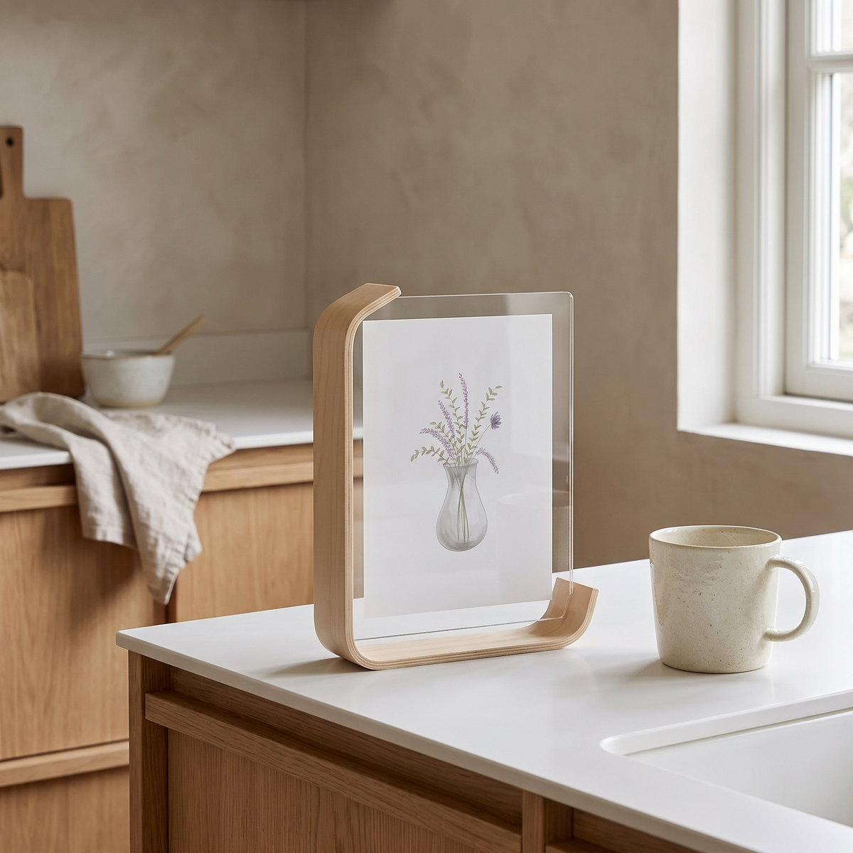 Drammen Wooden L Stand Photo Frame in a room