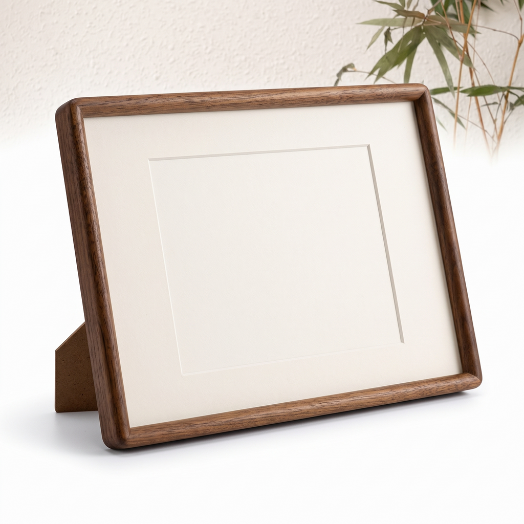 Stralsund Solid Wood Photo Frame, Walnut on white