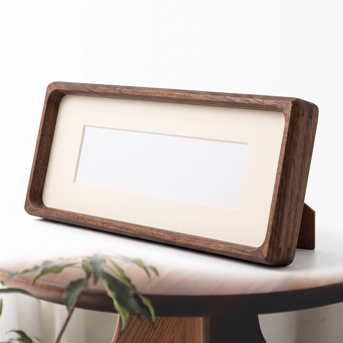 Larvik Panoramic Photo Frame, Walnut on white