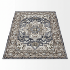 Heidelberg Washable Persian Style Rug, Grey and Cream on white