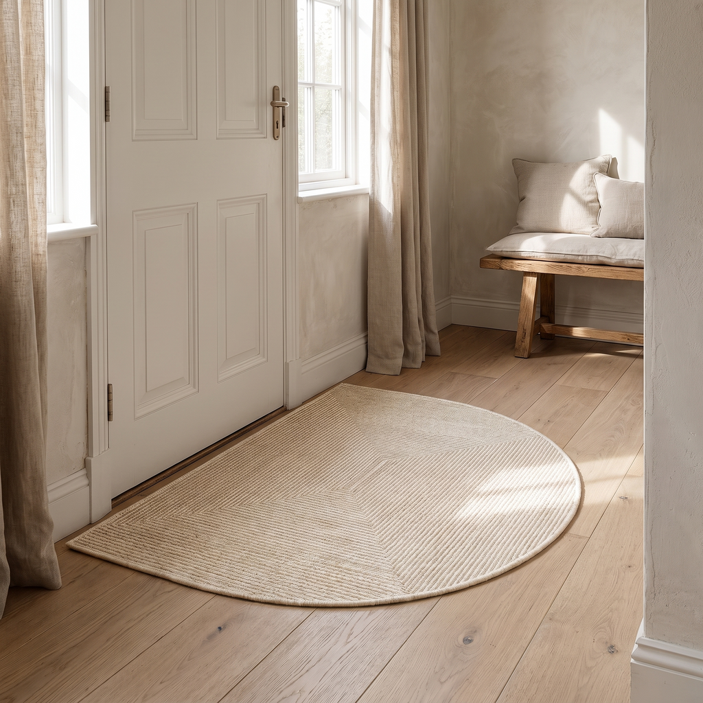 Mandal Half Moon Door Mat in a room