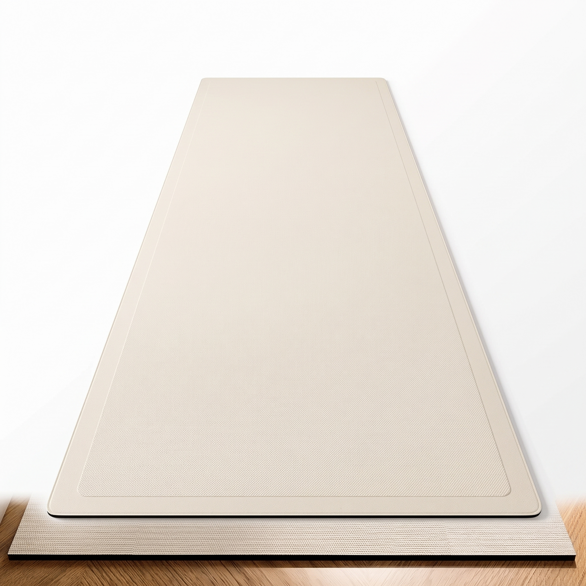Varberg Wipe Clean Kitchen Runner, Plain Cream on white