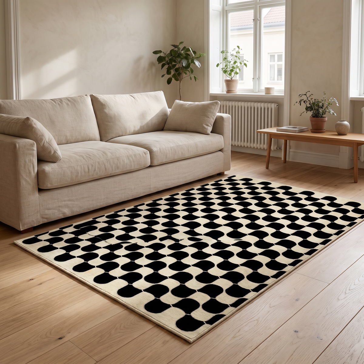 Boras Checkerboard Rug in a room