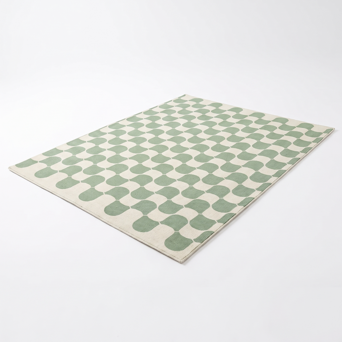 Boras Checkerboard Rug, Sage and Cream on white