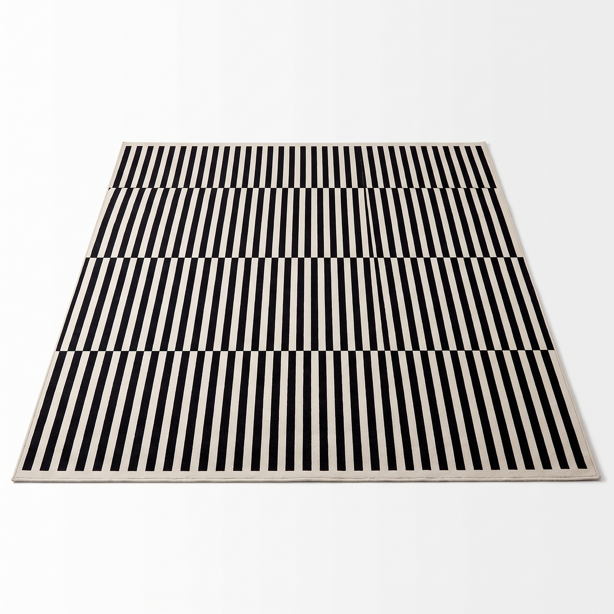 Umea Striped Rug, Fine Black Stripe on white