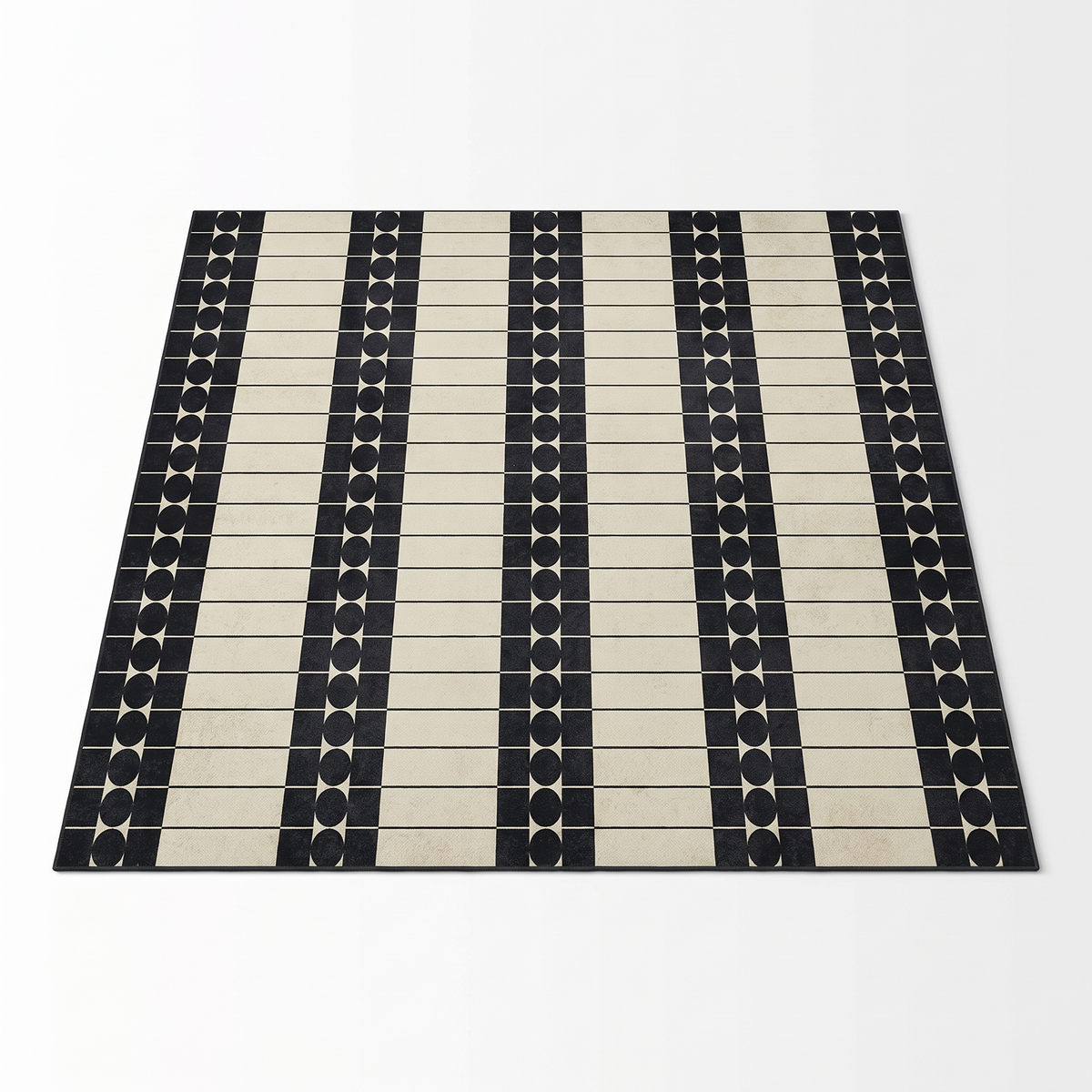 Umea Striped Rug, Black Panel Stripe on white